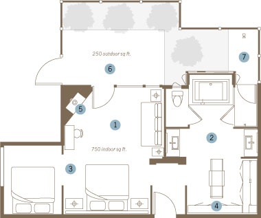 King & Queen Steam Spa Suite floorplan